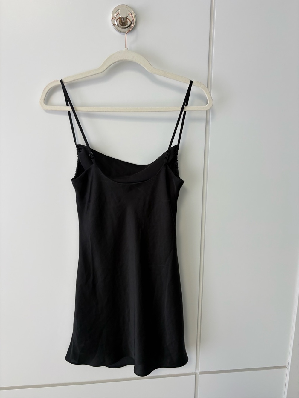 Aritzia Wilfred Black Satin Slip Mini Dress | Size 2XS - Picture 9 of 12